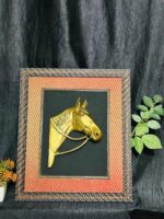 BRASS HORSE FACE WALL HANGING  with FRAME (17 x 15 INCH) - Image 2