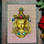 brass tara mask with frame