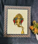 Brass ganesh head bell stone work with frame 10×9 inch