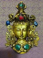 Brass Devi Tara Mask Wall-Hanging in stone work with Framed 13 x 10 inch - Image 3