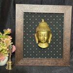 BRASS BUDDHA MASK WITH FRAME 10 X 9 INCH