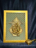 Brass Ganesha with Kalash and swastik Wall Hanging  with frame 10 inch - Image 2