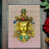 Brass Devi Tara Mask Wall-Hanging in stone work with Framed 13 x 10 inch