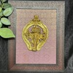 Brass Panchmukhi Hanuman wall hanging with frame 13 x 10 inch