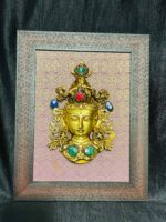 Brass Devi Tara Mask Wall-Hanging in stone work with Framed 13 x 10 inch - Image 2