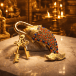 Golden Fish Design Functional Brass Fish Lock with 2 Keys, Stone Work,  Standard, Pack of 1 Lock and 2 Keys