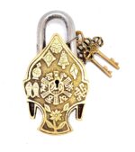 Golden Buddha Design Functional Brass Buddha Lock with 2 Keys, Stone Work, Standard, Pack of 1 Lock and 2 Keys - Image 3