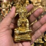 Brass Lord Hanuman Fine Golden Finish 3 inch